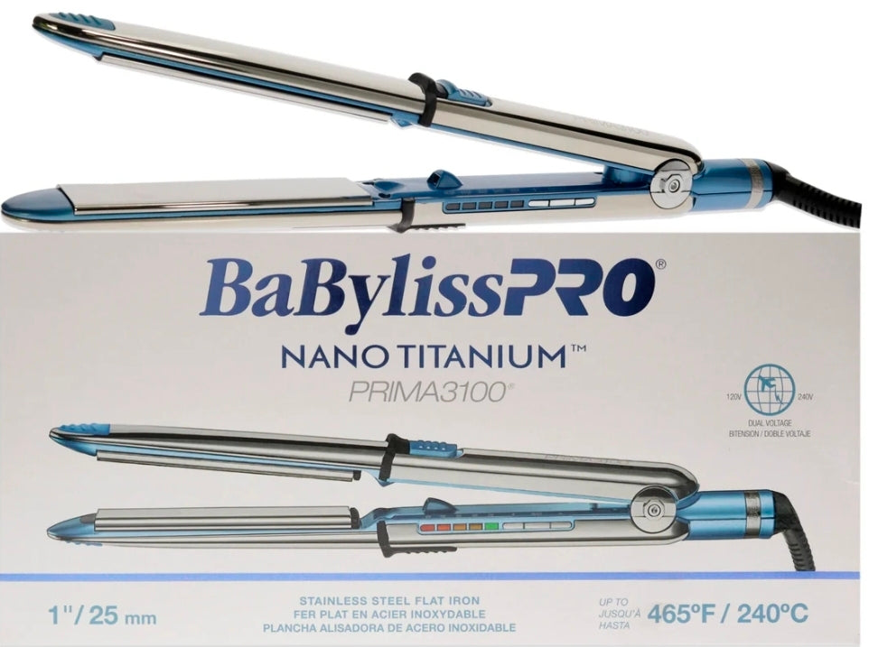 BaBylissPRO

Nano Titanium Prima 3100 Ionic Straightener - BNT3100TUC - Silver-Blue